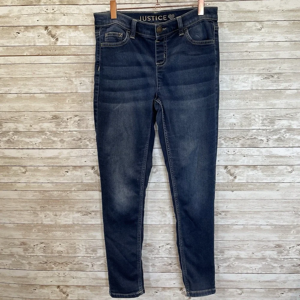 Lot of 4 Justice Girls 16 Jeans Skinny‎ Stretch Jeggings Leggings Blue Acid Wash